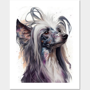 A Chinese Crested Dog Watercolor Portrait Posters and Art